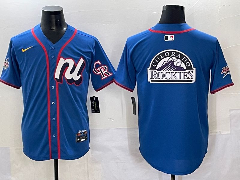 Men 2025 Colorado Rockies Blank Blue All star Nike MLB Jersey style 02->colorado rockies->MLB Jersey
